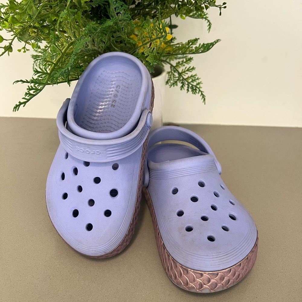 CROCS Purple and Pink Sandals with Perforated Design